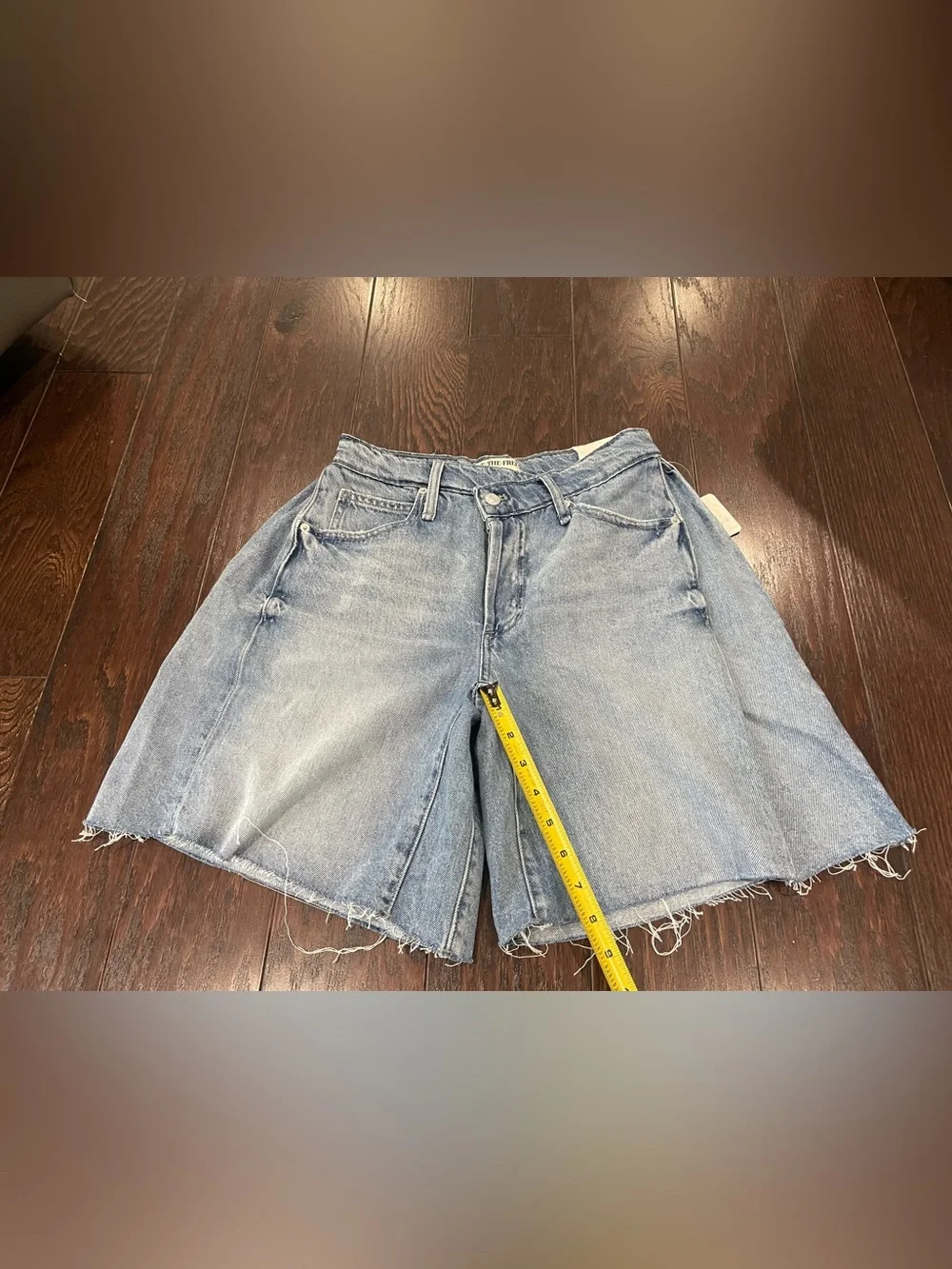 FREE PEOPLE WE THE FREE BOOMERANG HIGH RISE LONG DENIM JEAN SHORT Size 27 NEW